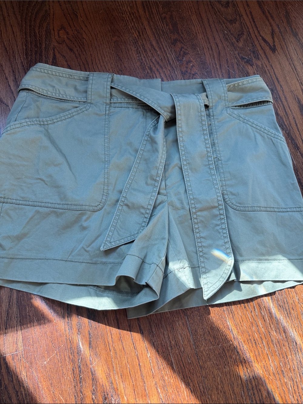 White House Black Market Olive Tie-Waist High-Rise Shorts